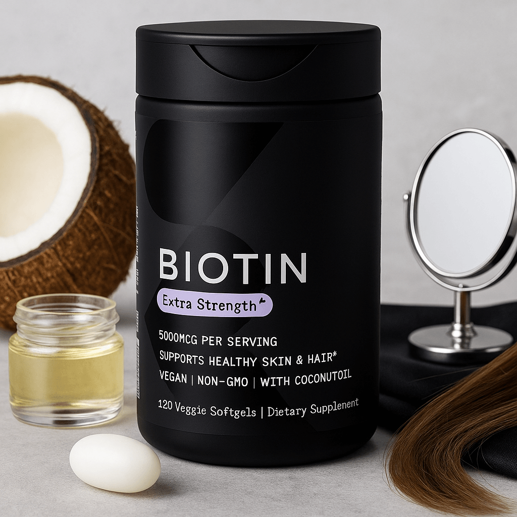 Biotin 5000mcg – Extra Strength – Hair, Skin & Nail Support