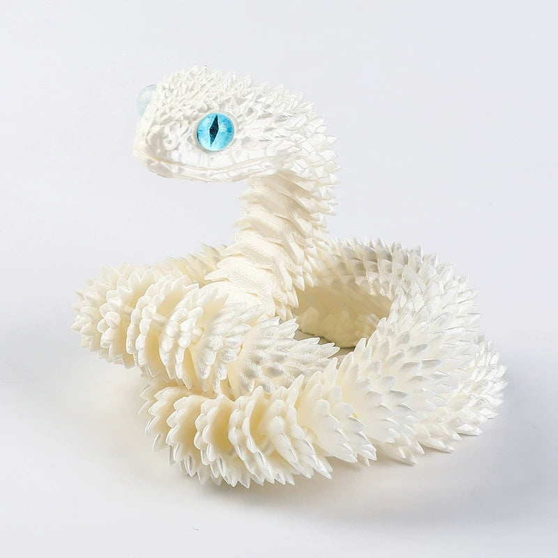 3D Printed Snake Figurine White
