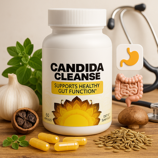 Candida Cleanse Supplement – 60 Capsules – Gut Health Support with Oregano, Caprylic Acid, Probiotics & Herbal Blend – Supports Digestive Balance & Detox – Non-GMO, Made in USA